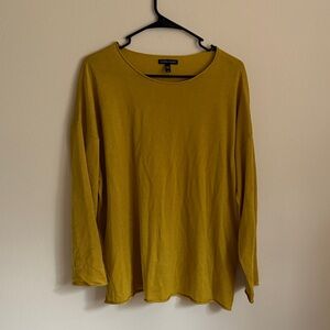 Eileen fisher mustard, silk organic cotton lyocell blend long sleeve shirt s/p